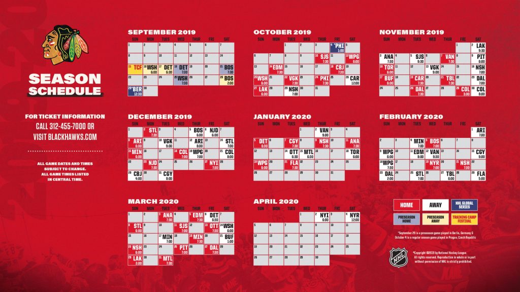 Chicago Blackhawks Printable Schedule 2022 2023