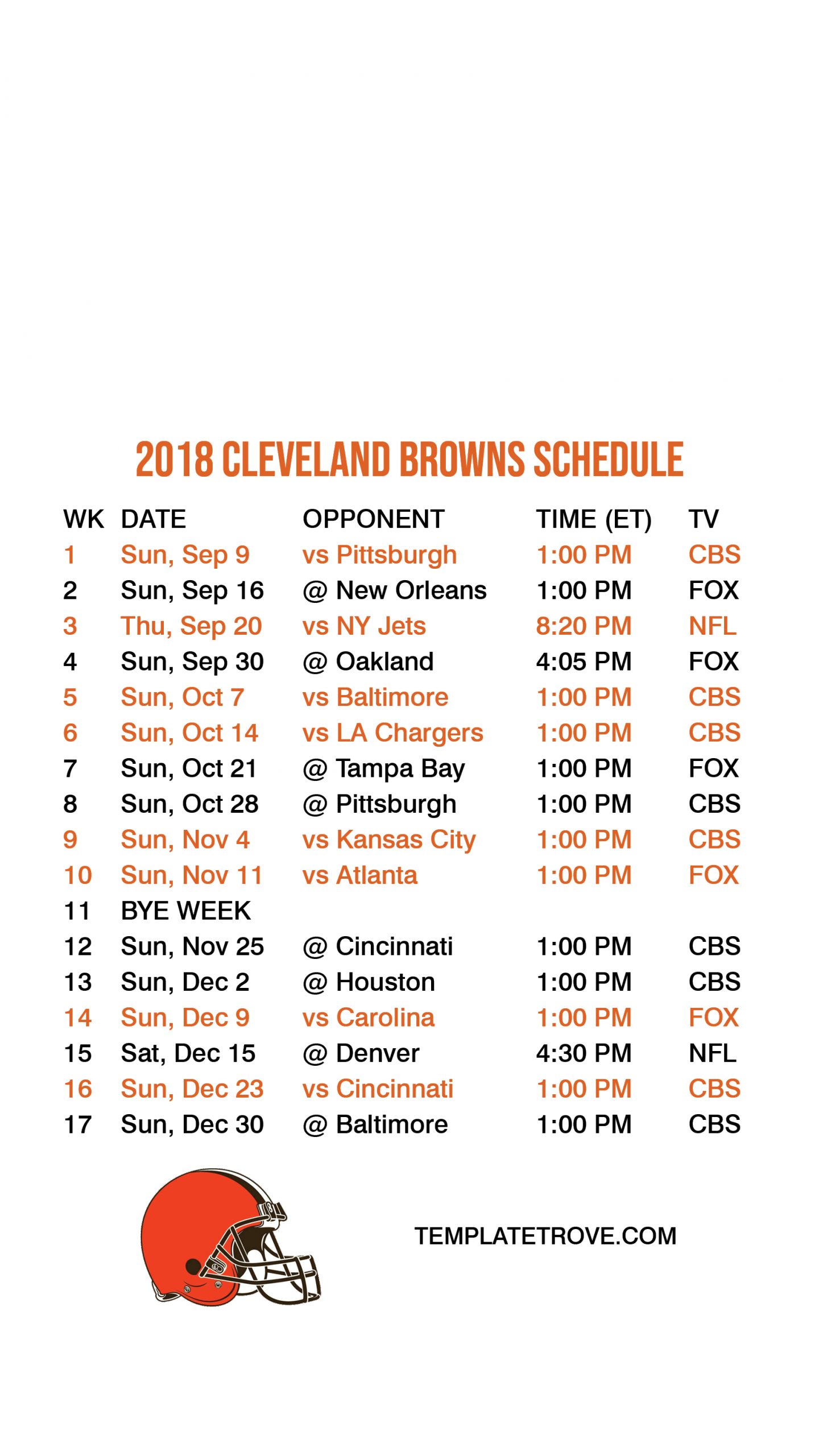 Cleveland Browns Printable Schedule PrintableTemplates