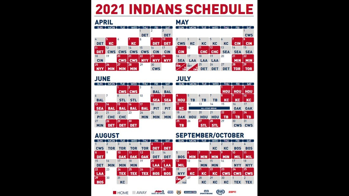 Cleveland Indians Unveil 2021 Schedule Open April 1 At 