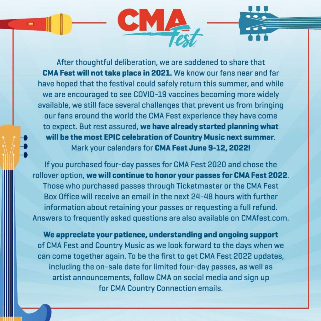 CMAFest 2021 Cancelled Chris Country