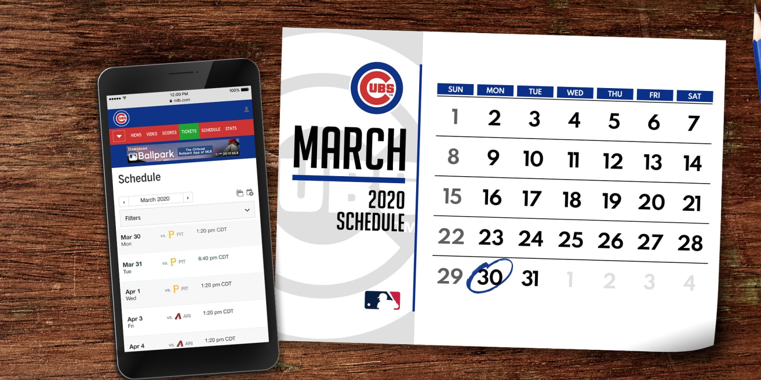 Cubs 2020 Regular Season Schedule