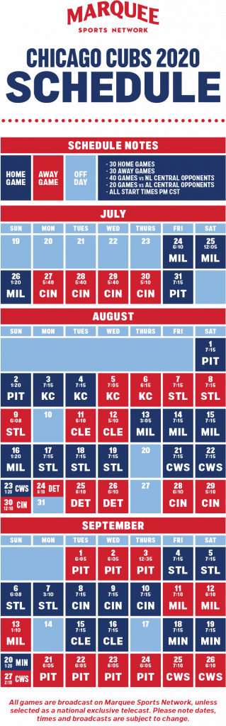 Cubs Schedule Marquee Sports Network Television Home