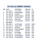 Dallas Cowboys Printable Schedule 2020 2020 Qualads