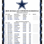 Dallas Cowboys Printable Schedule 2020 Qualads