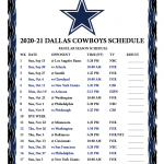 Dallas Cowboys Printable Schedule 2021 Central Time