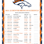 Denver Broncos Schedule Printable Printable Schedules