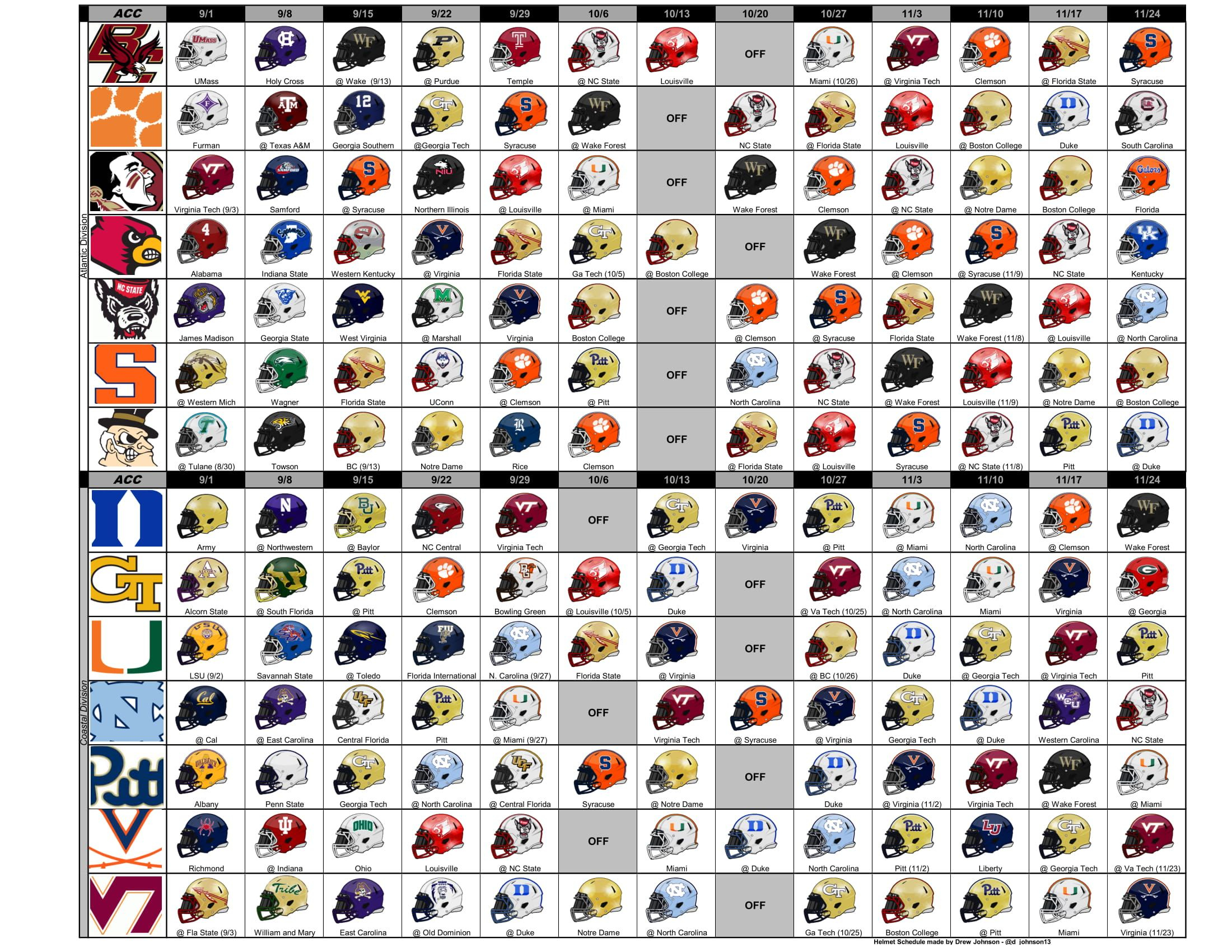 DOWNLOAD 2018 ACC Football Helmet Schedule Inside Pack 