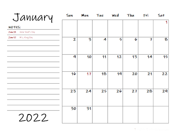 Download 2021 Calendar 2022 Printable With Holidays