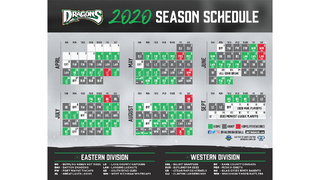 Dragons Announce 2020 Schedule Dragons