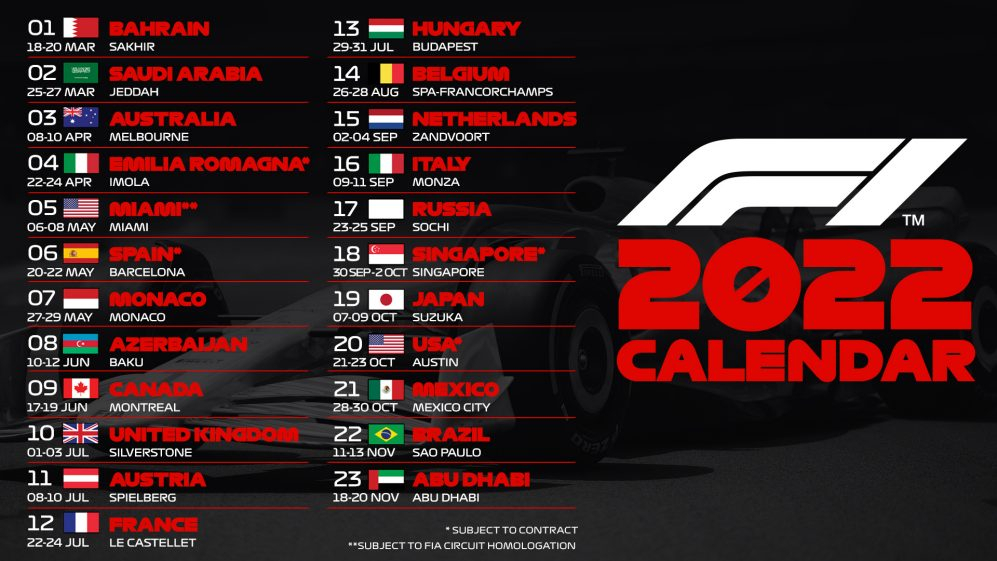 F1 Calendar 2022 By Month Printable Calendars 2021