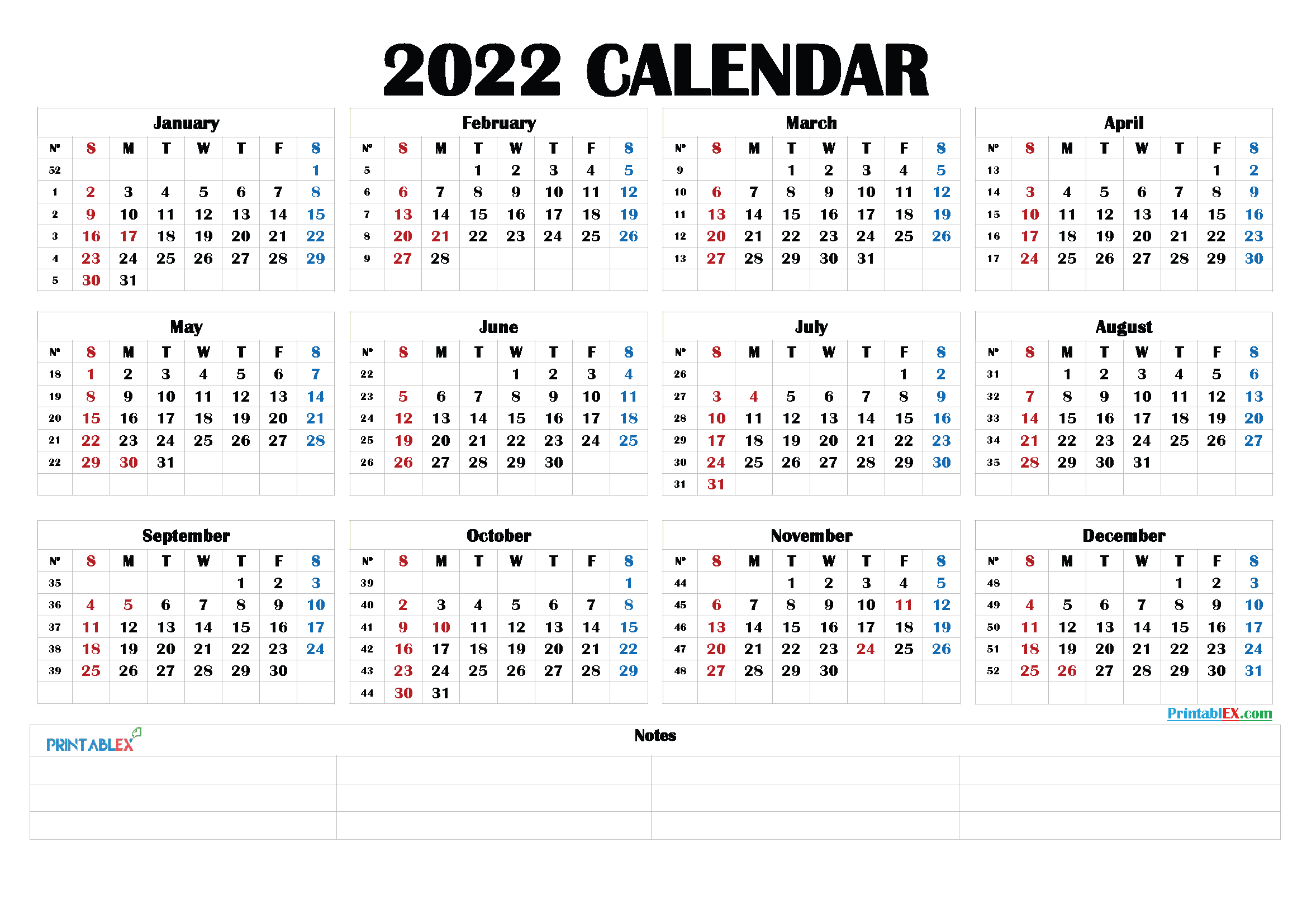 Free Printable 2022 Calendar By Month 22ytw190