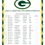 Free Printable Nfl Schedule For The Greenbay Packers