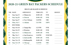 Free Printable Nfl Schedule For The Greenbay Packers