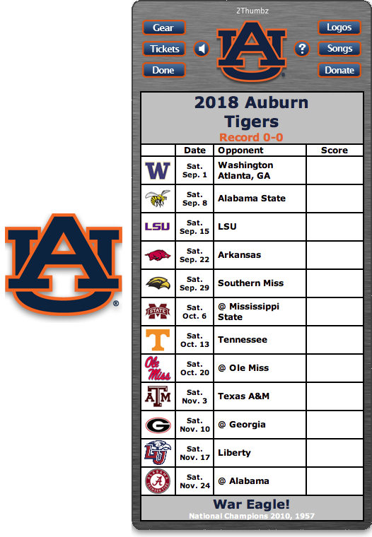 Get Your 2018 Auburn Tigers Football Schedule App For Mac
