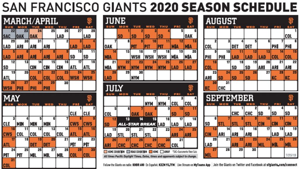 Giants Release 2020 Schedule Which Includes Two Openers
