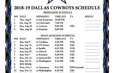 Dallas Cowboys 2022-2023 Central Printable Schedule