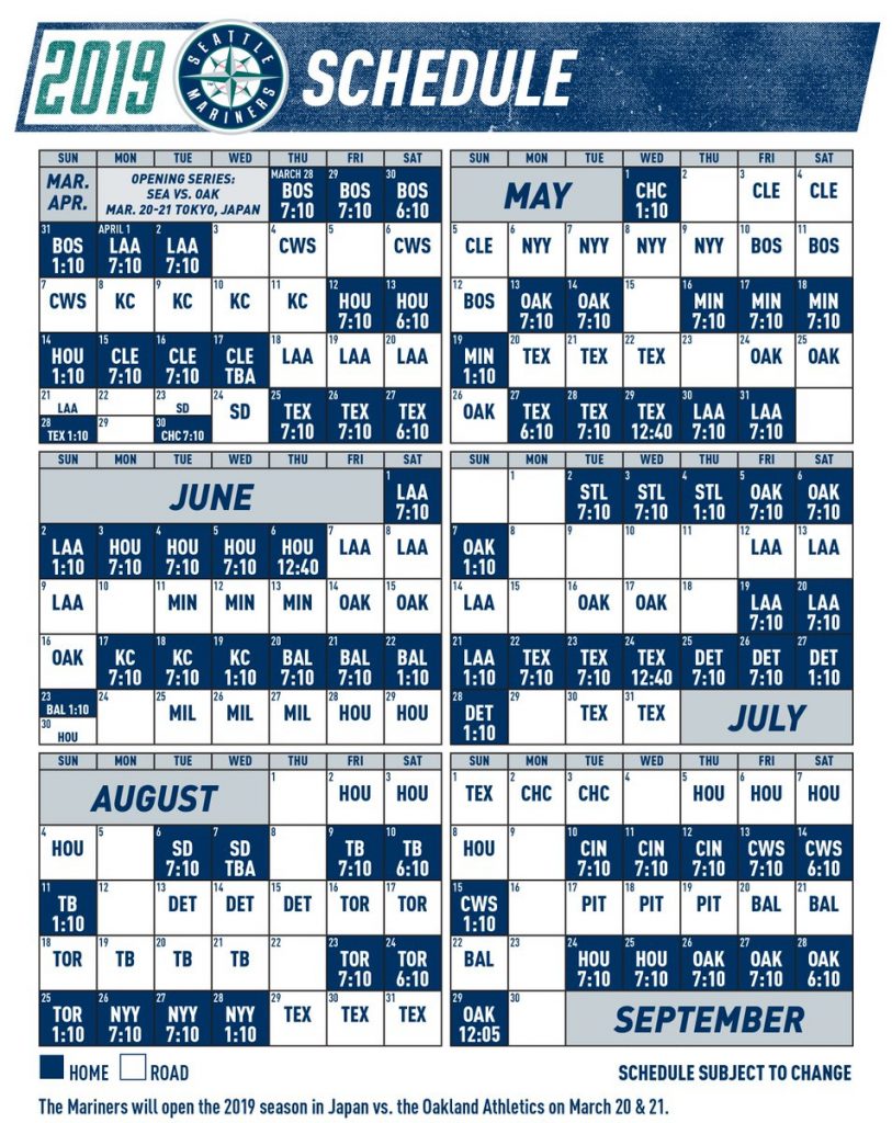 Gratifying Mariners Printable Schedule Derrick Website