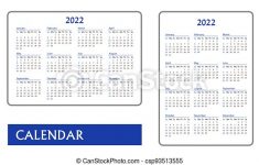 Horizontal And Vertical Blue Pocket Calendar On 2022 Year