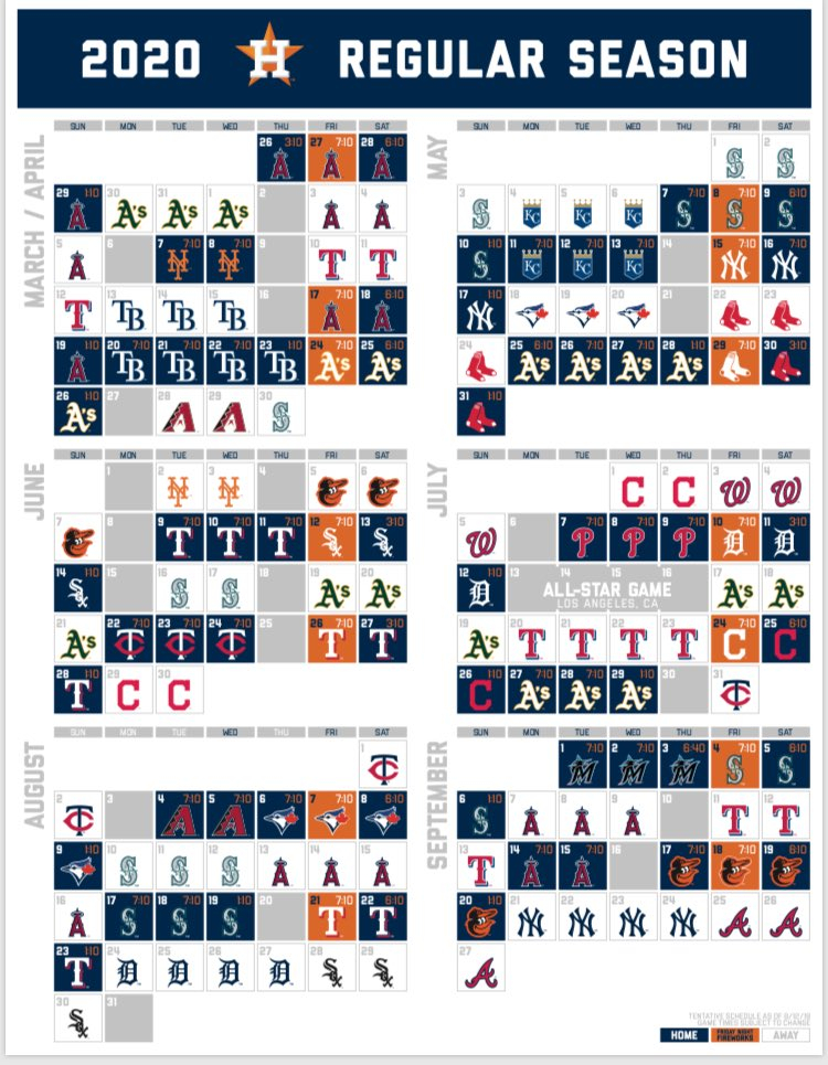 Houston Astros June 2019 Schedule