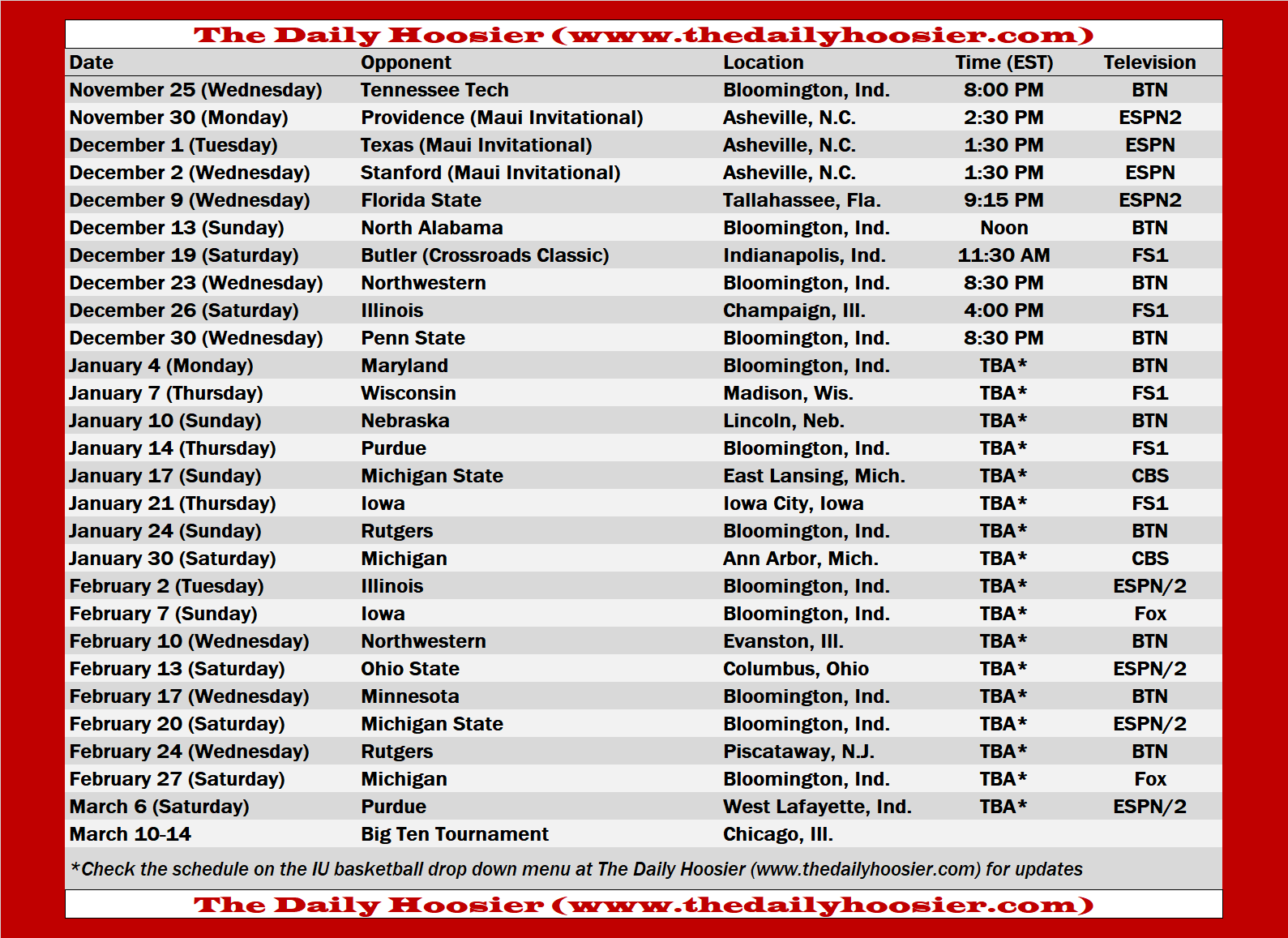 Printable Iu Basketball Schedule Printable World Holiday