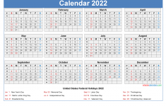 Large Desk Calendar 2022 With Holidays