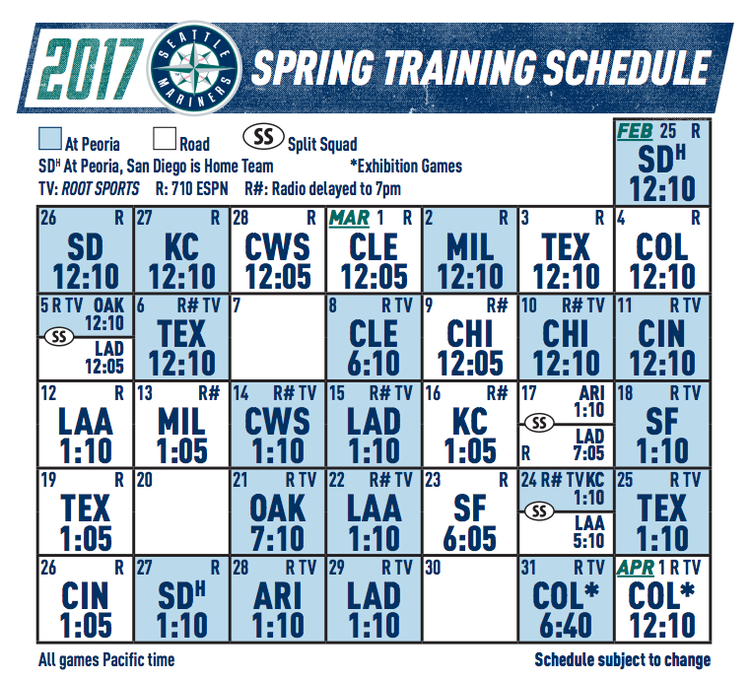 Mariners Release Broadcast Schedule For Cactus League 