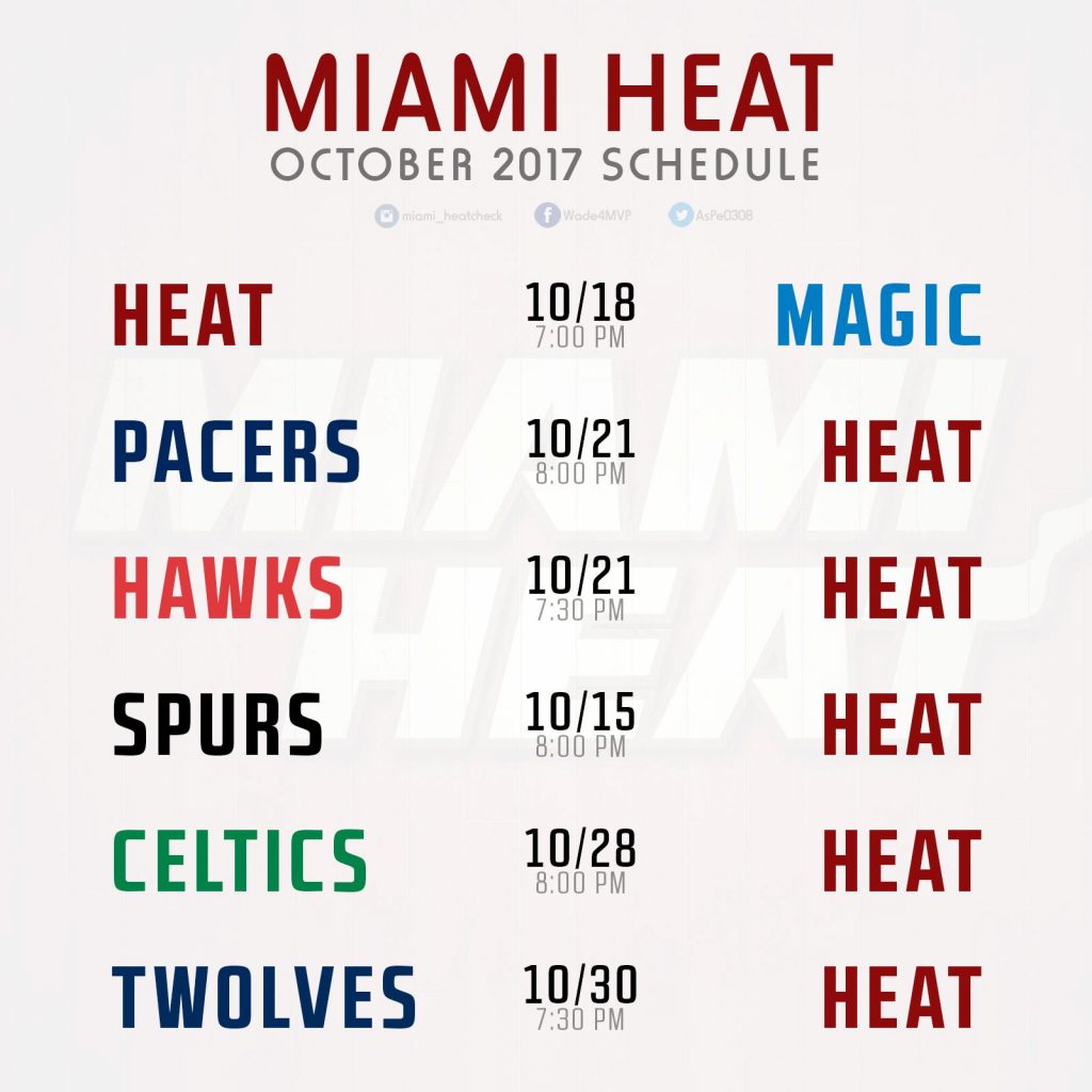 Miami Heat October Schedule Heat