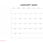 Monthly Blank Calendar 2022 With Notes Calendar Quickly