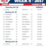 NFL Week 8 Pick Em Sheet In Color Nfl Fantasy Football
