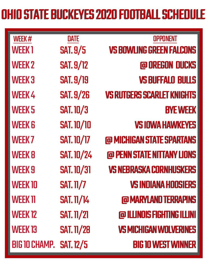 Ohio State Football Schedule 2021 Printable 