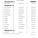Pacific Time Week 14 NFL Schedule 2020 Printable