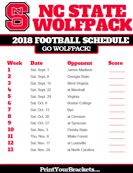 Pin On 2018 Schedule Football