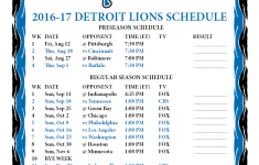 Printable 2016 2017 Detroit Lions Schedule
