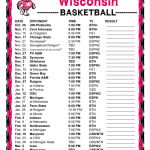Printable 2016 2017 Wisconsin Badgers Basketball Schedule