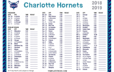 Printable 2018 2019 Charlotte Hornets Schedule