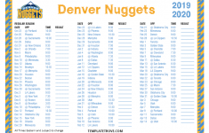 Printable 2019 2020 Denver Nuggets Schedule