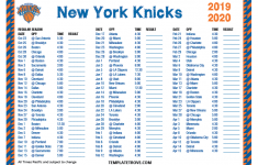 Printable 2019 2020 New York Knicks Schedule