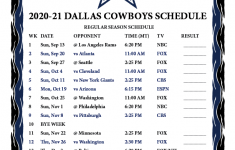 Printable 2020 2021 Dallas Cowboys Schedule Printable