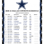Printable 2020 2021 Dallas Cowboys Schedule Printable