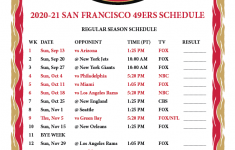 Printable 2020 2021 San Francisco 49ers Schedule