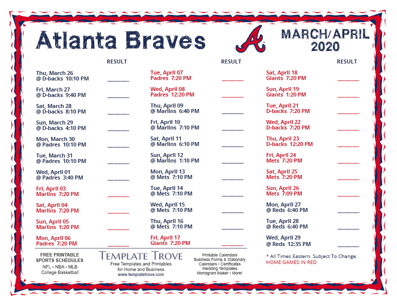 Atlanta Braves 2022 Printable Tv Schedule - Printable Schedule