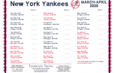 Printable 2020 New York Yankees Schedule