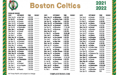 Printable 2021 2022 Boston Celtics Schedule