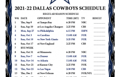 Printable 2021 2022 Dallas Cowboys Schedule Printable