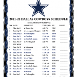 Printable 2021 2022 Dallas Cowboys Schedule Printable