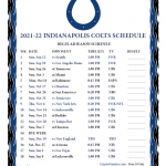 Printable 2021 2022 Indianapolis Colts Schedule