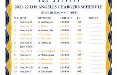 Printable 2021 2022 Los Angeles Chargers Schedule