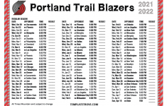 Printable 2021 2022 Portland Trail Blazers Schedule