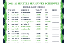 2022 Seahawks Printable Preseason Schedule
