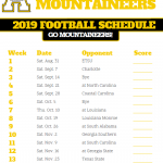 Printable Appalachian State Mountaineers Football Schedule